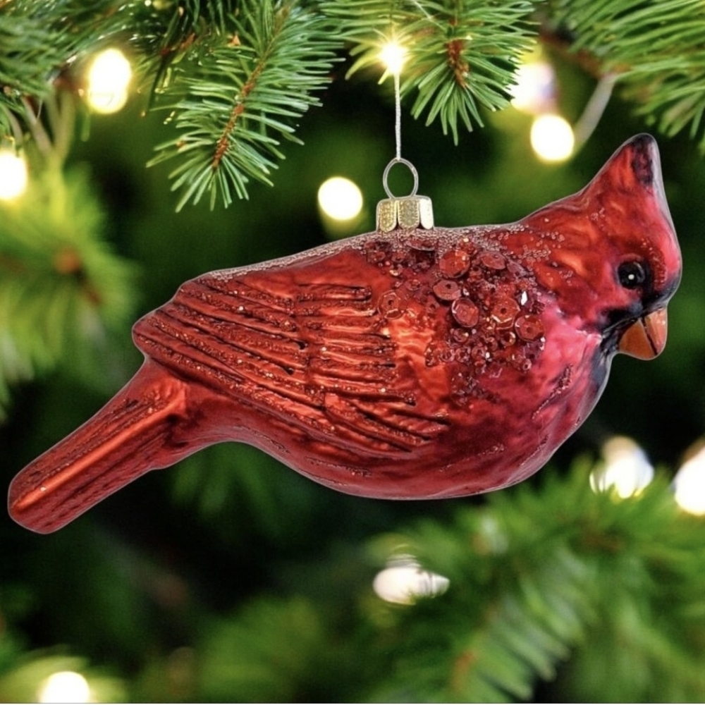 Vaillancourt Cardinal Glass Christmas Tree Ornament